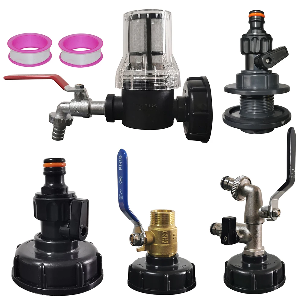 Filter Pipe Joint IBC Water Tank Adapter Faucet PTFE Tape Irrigation Filtration Garden Water Pipe Nozzle G1'' 3/4'' 1/2'' 3/8''