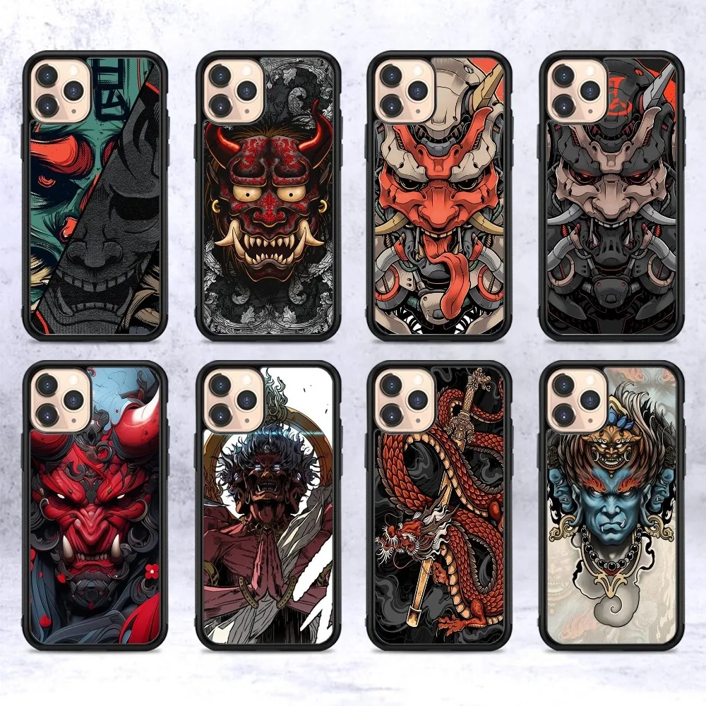 

Japanese Oni Hannya Samurai Demon Mask Phone Case Silicone PC+TPU For Samsung S10 20 30 22 23 24 Plus Lite Fundas
