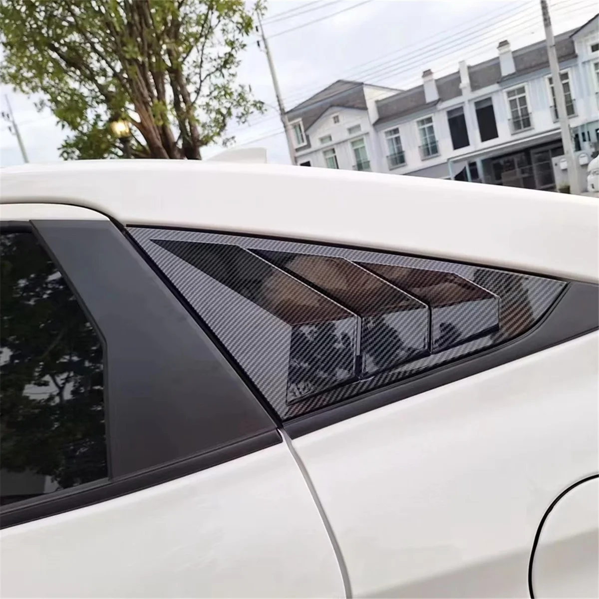 

For Toyota Yaris Ativ/Vios 2023 2024 Car Window Louver Triangle Blinds Spoiler Cover Trim Accessories ABS Carbon Fiber