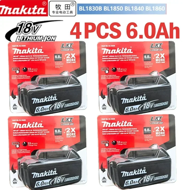 

Оригинальный аккумулятор Makita 18 В 6,0 Ач для электроинструментов, для 18 В Makita со светодиодной литий-ионной заменой LXT BL1860B BL1860 BL1850