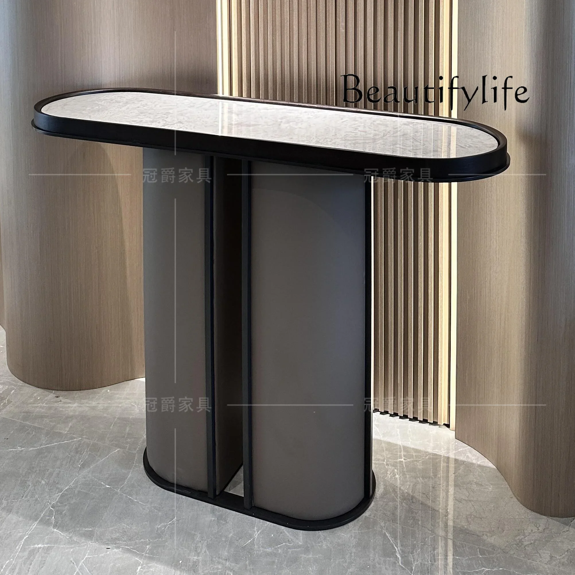 X40 Modern Light Luxury High-end Rock Slab Entrance Table Hotel Lobby Decorative Cabinet Sales Office Room Foyer Entrance Platfo