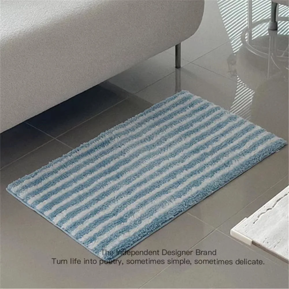 VIKAMA Badezimmerteppich mit einfachen Streifen, Eingangstürteppich, wasserabsorbierender Anti-Rutsch-Mantel, Hutzimmer-Heimdekoration