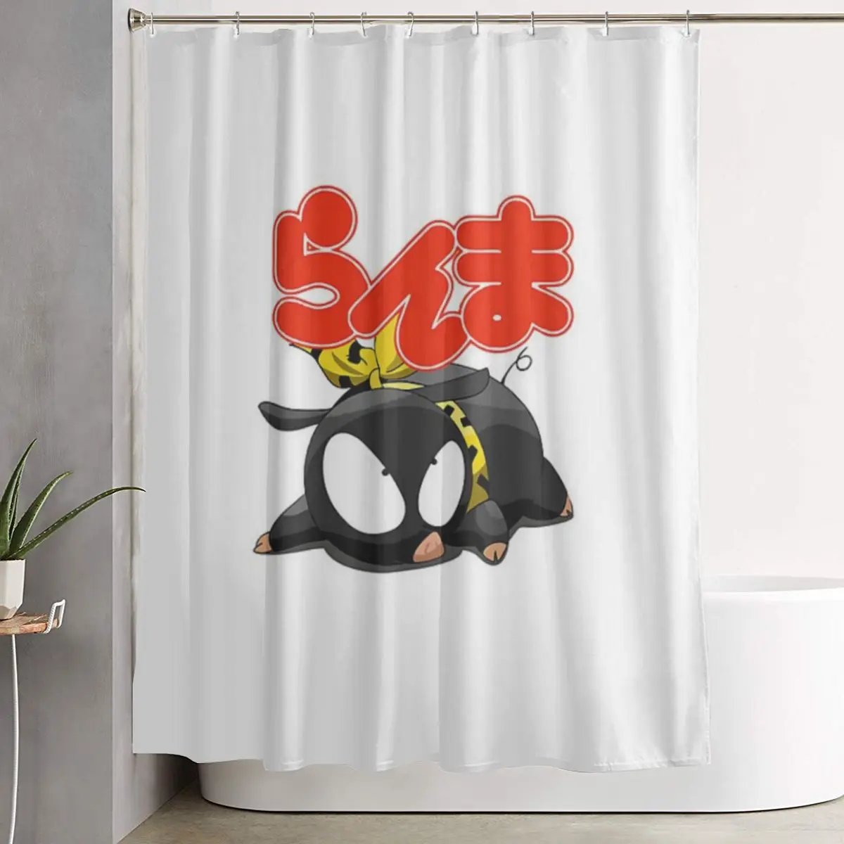 

P Chan Ranma Shower Curtain Bathroom Polyester Waterproof Bath Curtains with Hooks