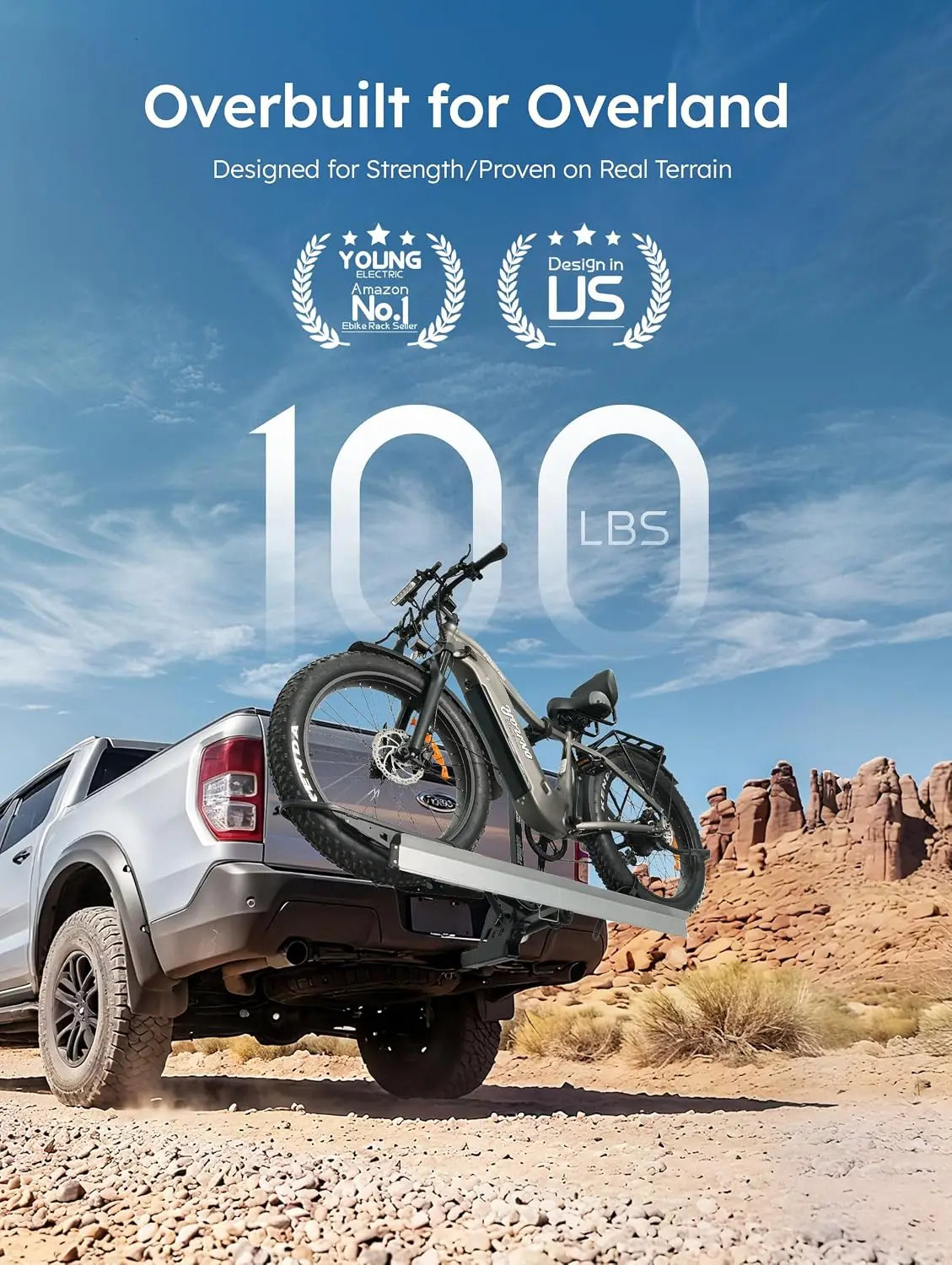 Single 1-Ebike Rack Hitch Mount with Ramp Foldable Bike Carrier 100 lbs. Capacity for Cars SUV Truck Trailer and RV
