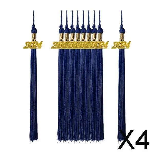 

4x Elegant Graduation Hat Tassels Set with Gold Charm for Celebrations