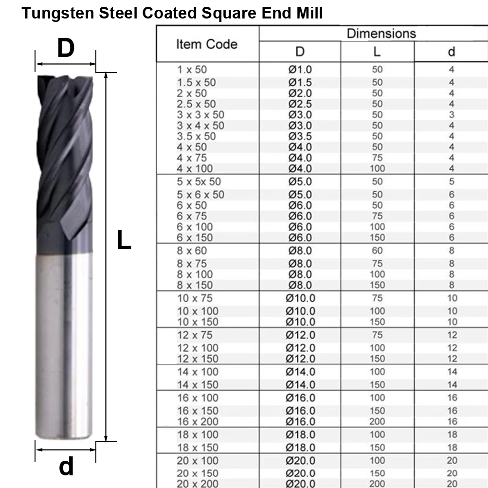 MZG 4Flute HRC55 Milling Cutter Alloy Coating Tungsten Steel Tool Cnc Lathe Machine End Mill Carbide Metal End Cutter Mills