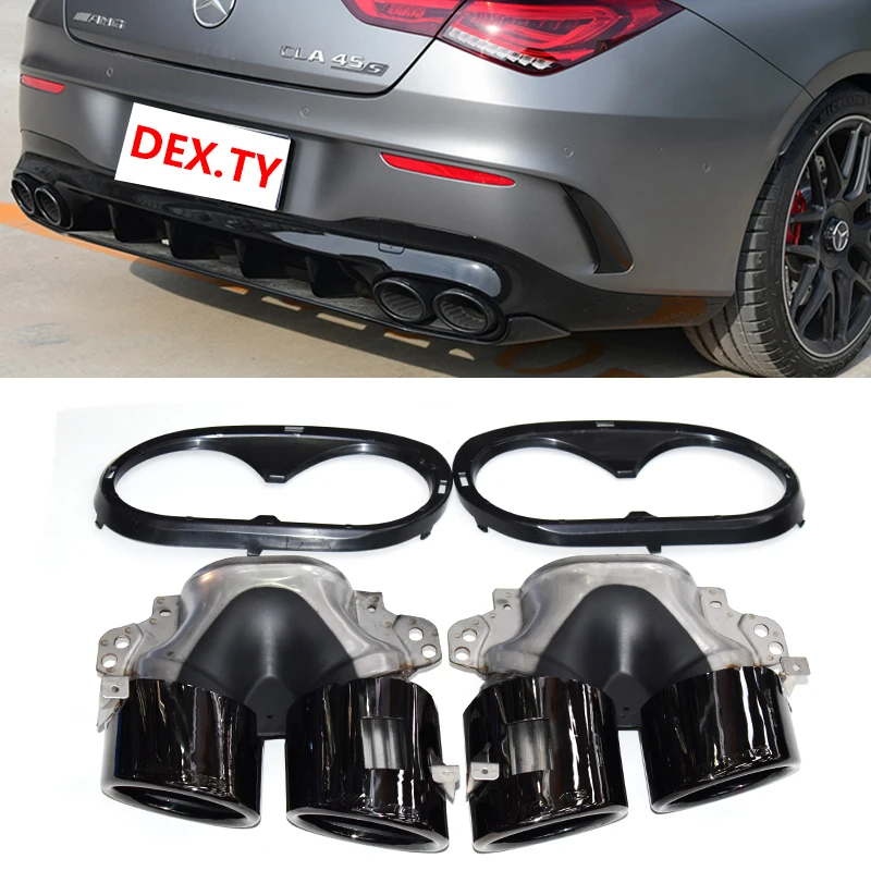 

W177 C118 Rear Bumper Muffler Exhaust Tips For Mercedes Benz CLA35 X247 GLB35 A45S AMG A35 Refitting 2020 2021 2022 2023 2024