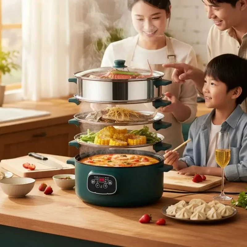 

3/4/5/6 layer electric steamer multifunctional household large-capacity appointment timing multi-layer steamed bun steamer 220V