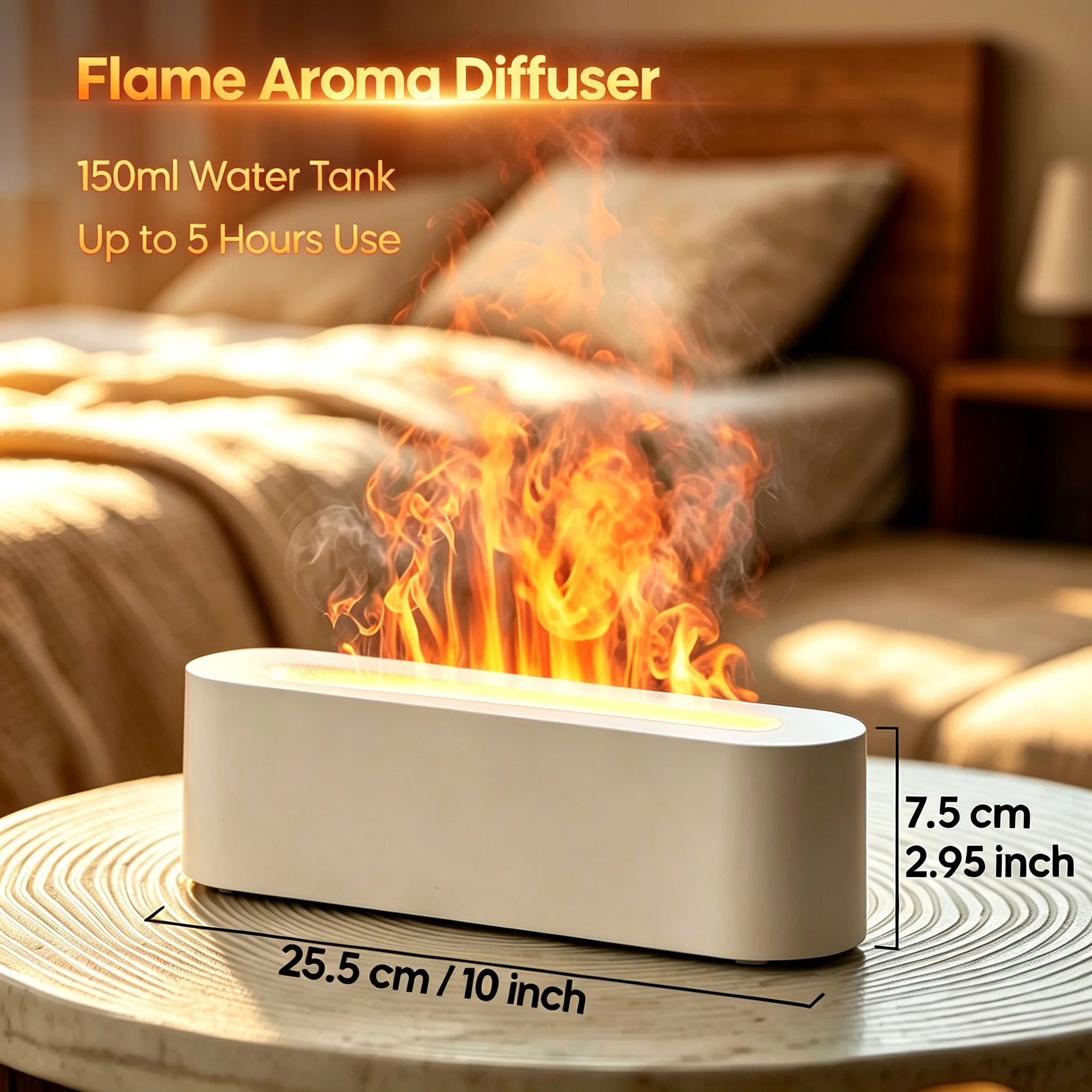 Simulated Flame Aroma Diffuser 6 Color Light Humidifier Waterless Auto‑Off 150ml Essential Oil Diffuser Home SPA Gift Wholesale