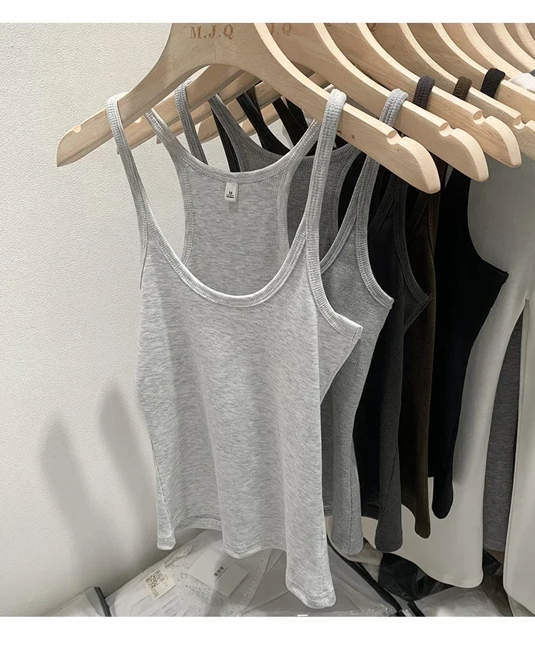 Layering Outerwear Tees 2026 Sommer Y2K Hot Girl Gestricktes Geripptes Damen-Camisole Figurformendes Ärmelloses Tanktop – Detail 30
