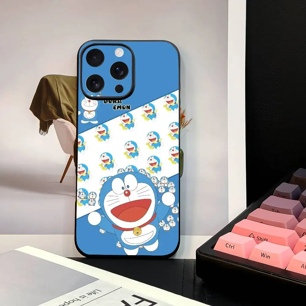Funda para teléfono Cartoon D-Doraemons Elegante funda de TPU mate negra para 11-16. Antideslizante y resistente al desgaste