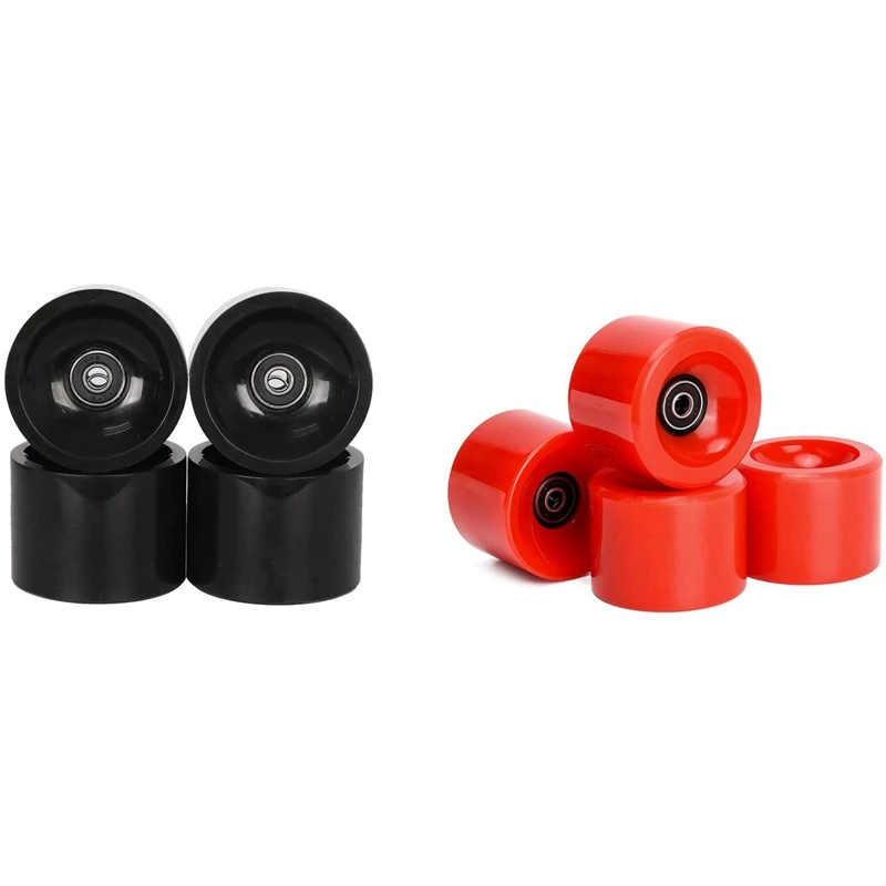 

8X Wheels 70Mm 78A Offset Hub Solid Longboard Wheels With ABEC 9 Black Bearing Riding Longboarding Wheels,Black & Red