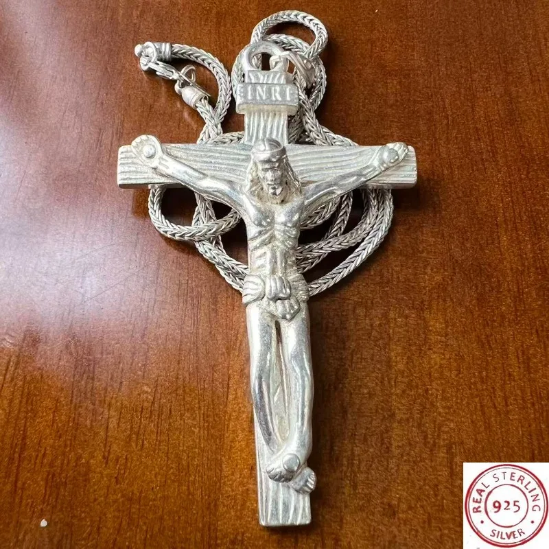 

S925 Tibetan Silver Cross Pendant Necklace, Unisex for Men & Women, Faith Symbol of Eternal Spirit & Strength