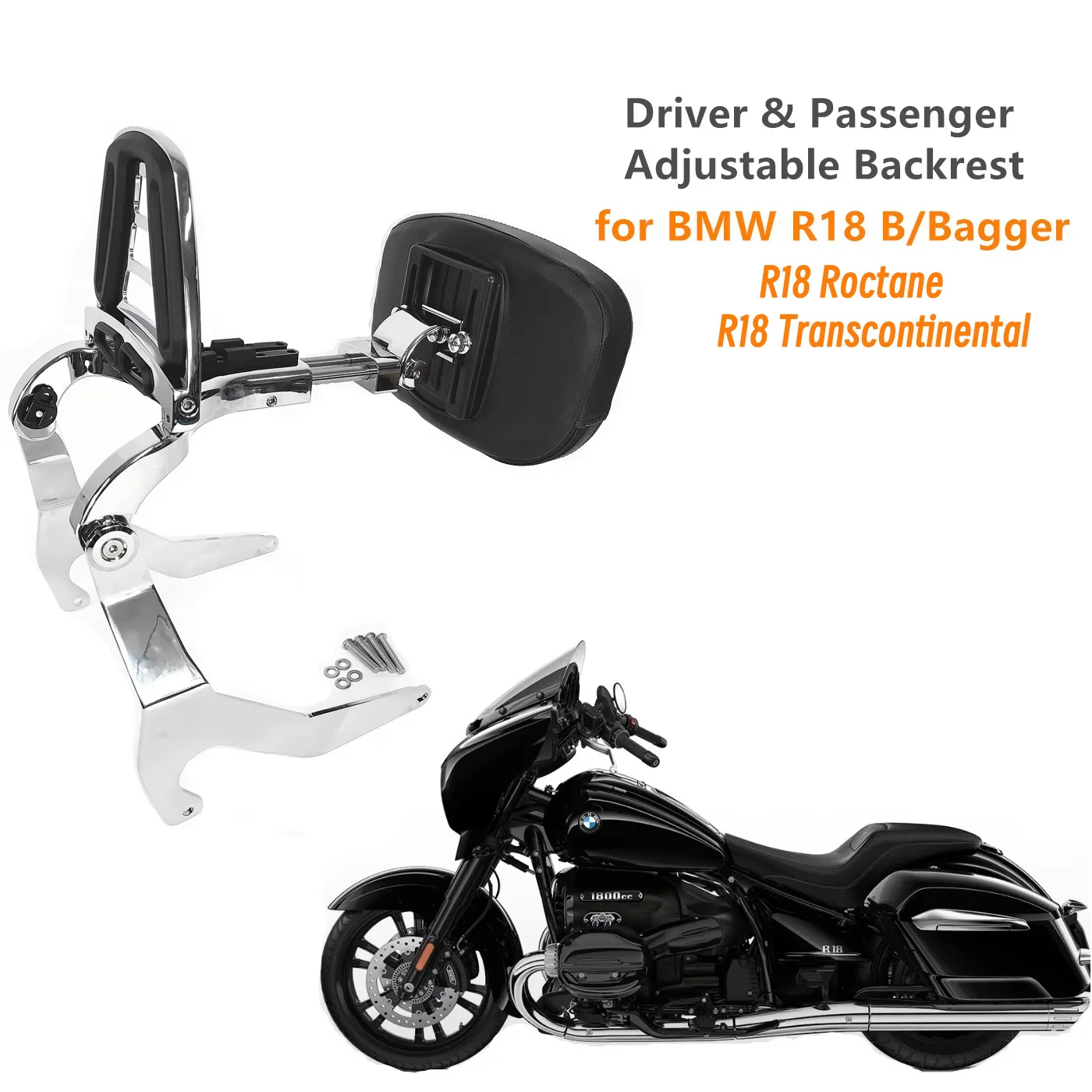 Para BMW R18 B Bagger R18B R18 Roctane R18 accesorios de transcontinen ajustable multiusos respaldo de pasajero Sissy Bar