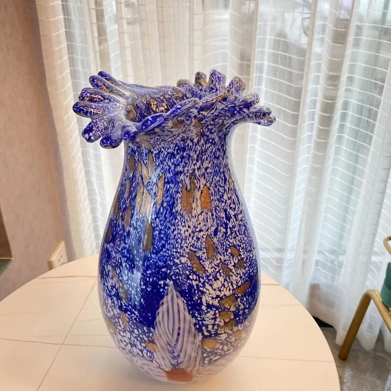 Modern Blue Glazed Ceramic Vase Handmade Water Drop Shape Home Decor Ornament Simple Chinese Style Flower Arrangement Ware