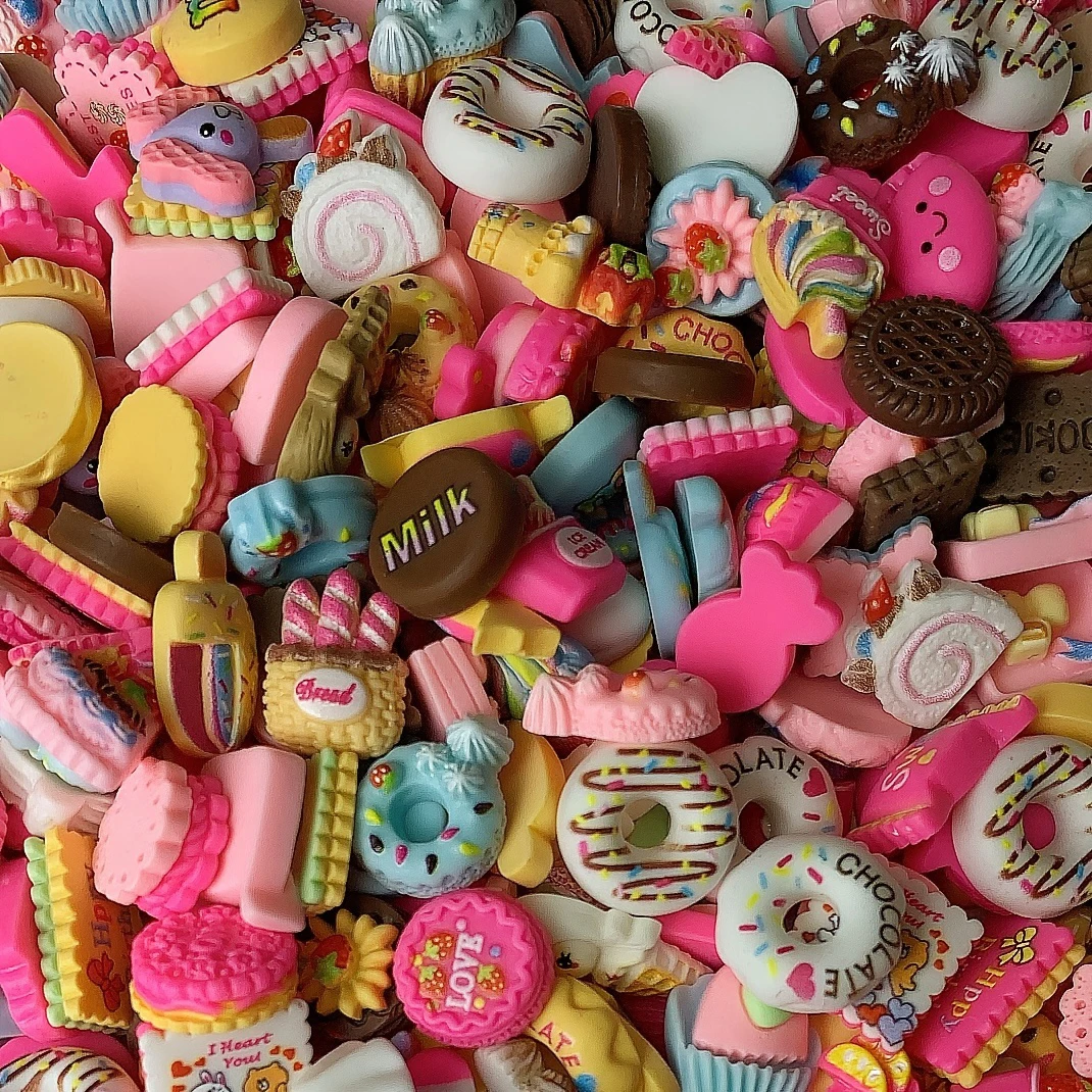 20 Teile/beutel Gemischte Stil Harz Süßigkeiten Keks Lebensmittel Nail art Telefon Fall Haarnadel Kühlschrank Handgemachte DIY Charms Zubehör Dekoration – Detail 22