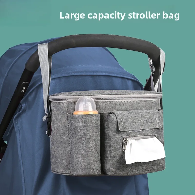 

Multifunctional stroller trailer Large capacity portable stroller trailer Baby bottle storage Mommy bag