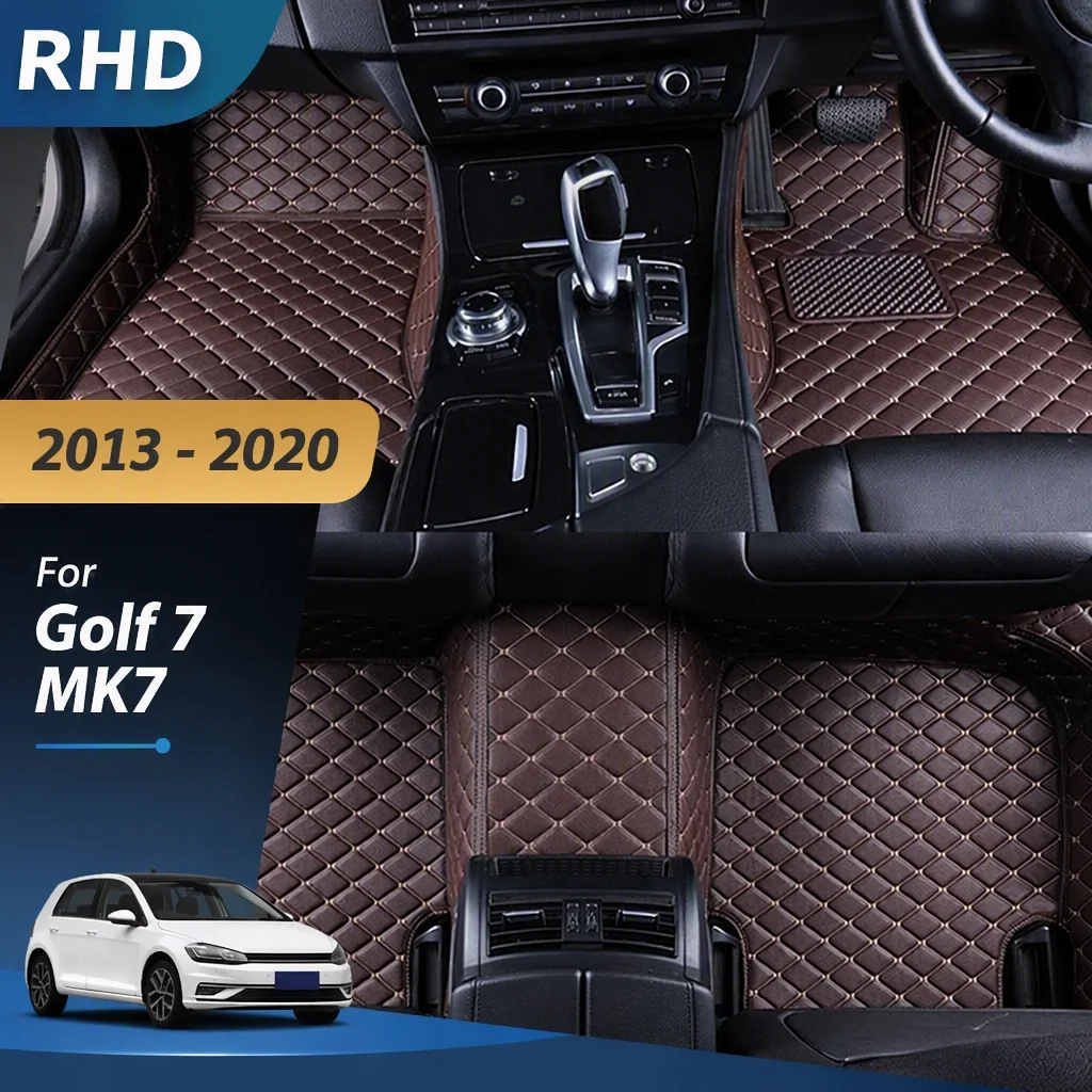 RHD Car Floor Mat For Volkswagen VW Golf 7 MK7 2013 2014 2015 2016 2017 2018 2019 2020 Leather Carpet Auto Interior Accessories