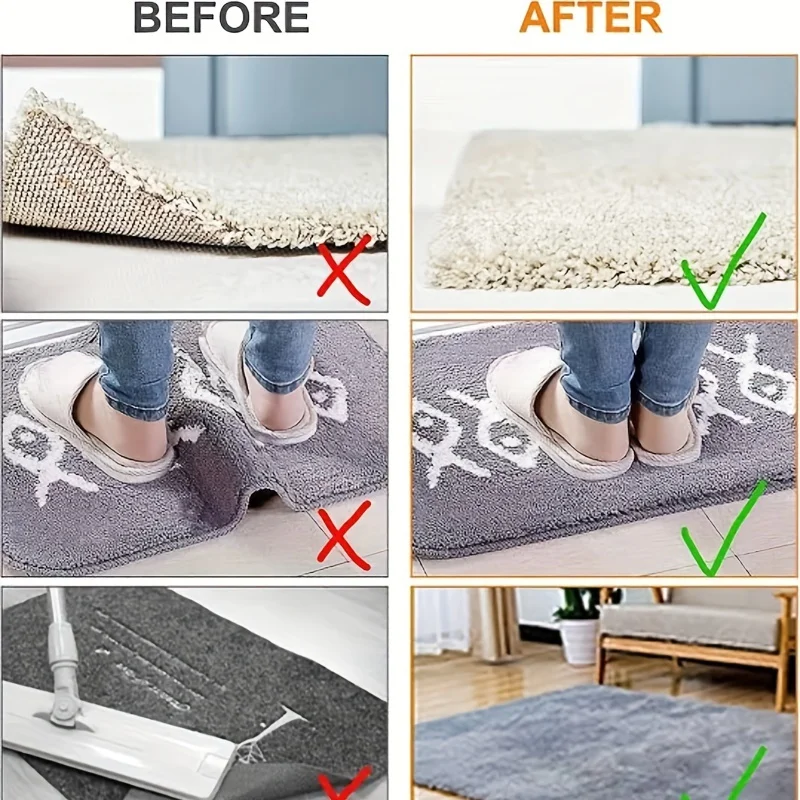 16/8pcs Carpet Non-slip Sticker Reusable Washable Anti Curling Carpet Patch Fixed Stickers Floor Rug Mat Tape Gripper Corner Pad