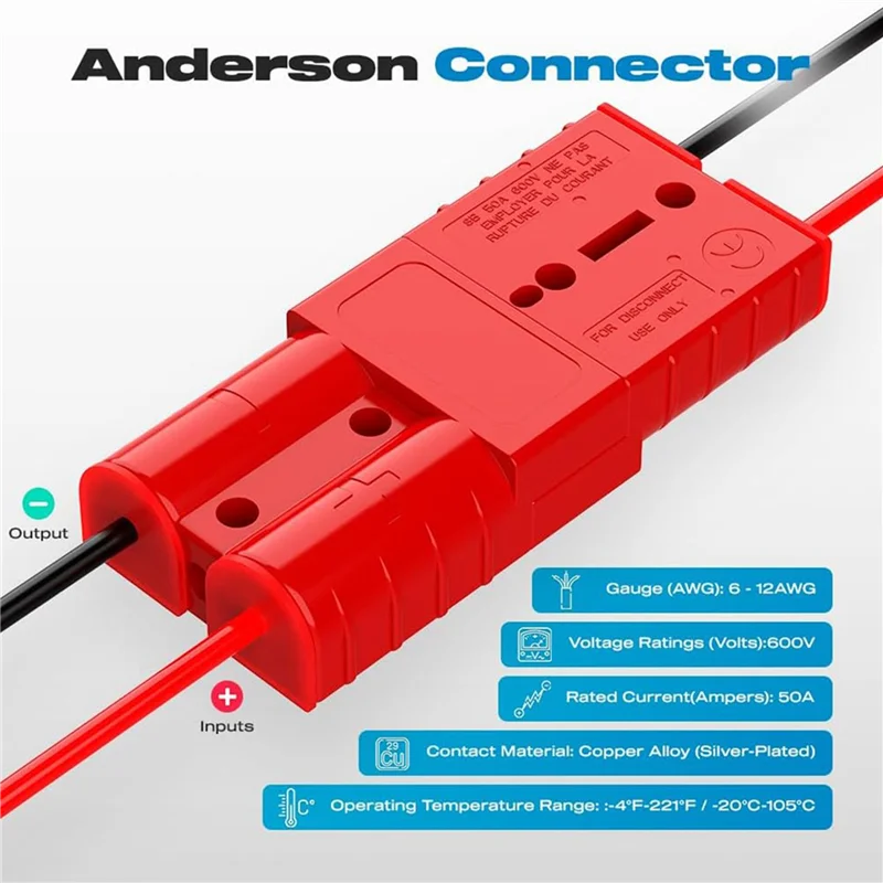 

【КОМПЛЕКТЫ】разъем Anderson 5X, быстроразъемное соединение батареи калибра 50 А, 6–12 с пылезащитной заглушкой, разъем Anderson 12–36 В
