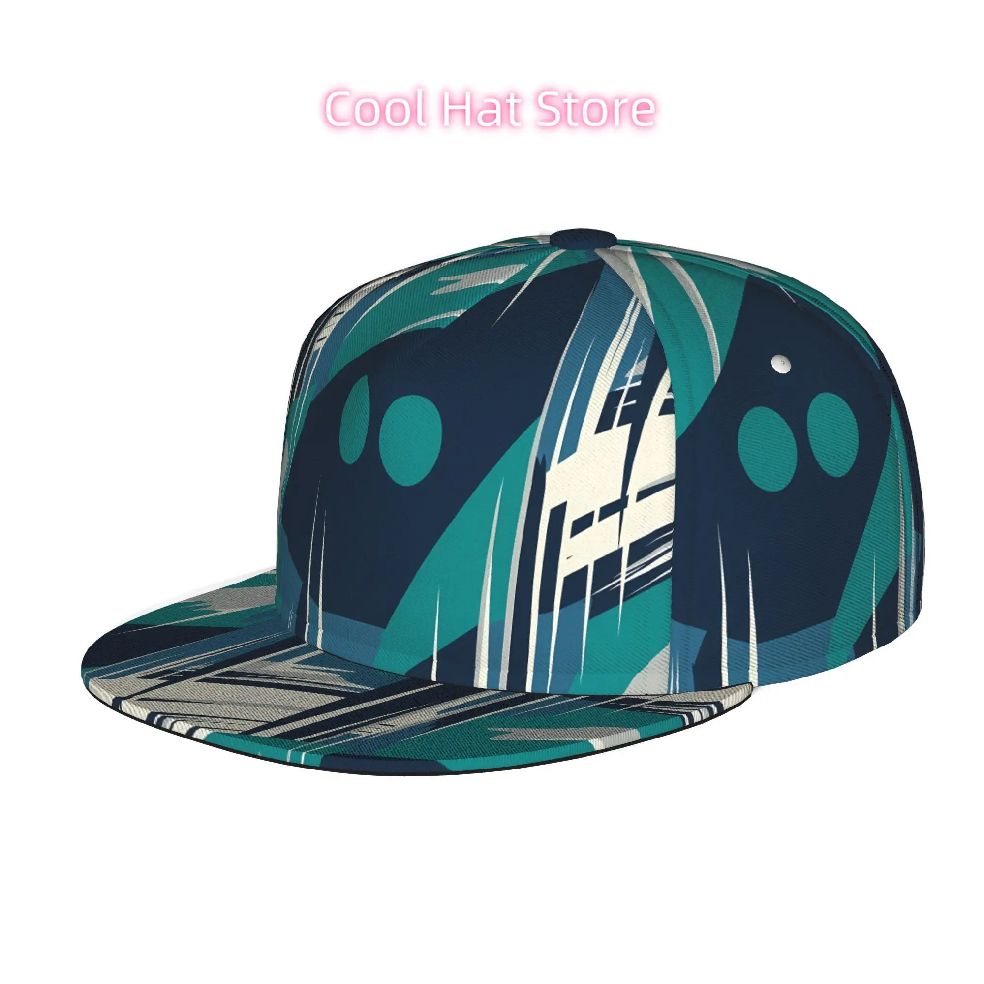 Abstract Geometric Pattern 1, Men Women Unisex Flat Brim Baseball Cap, Hip Hop Streetwear Snapback Trucker Hat for Skateboarding