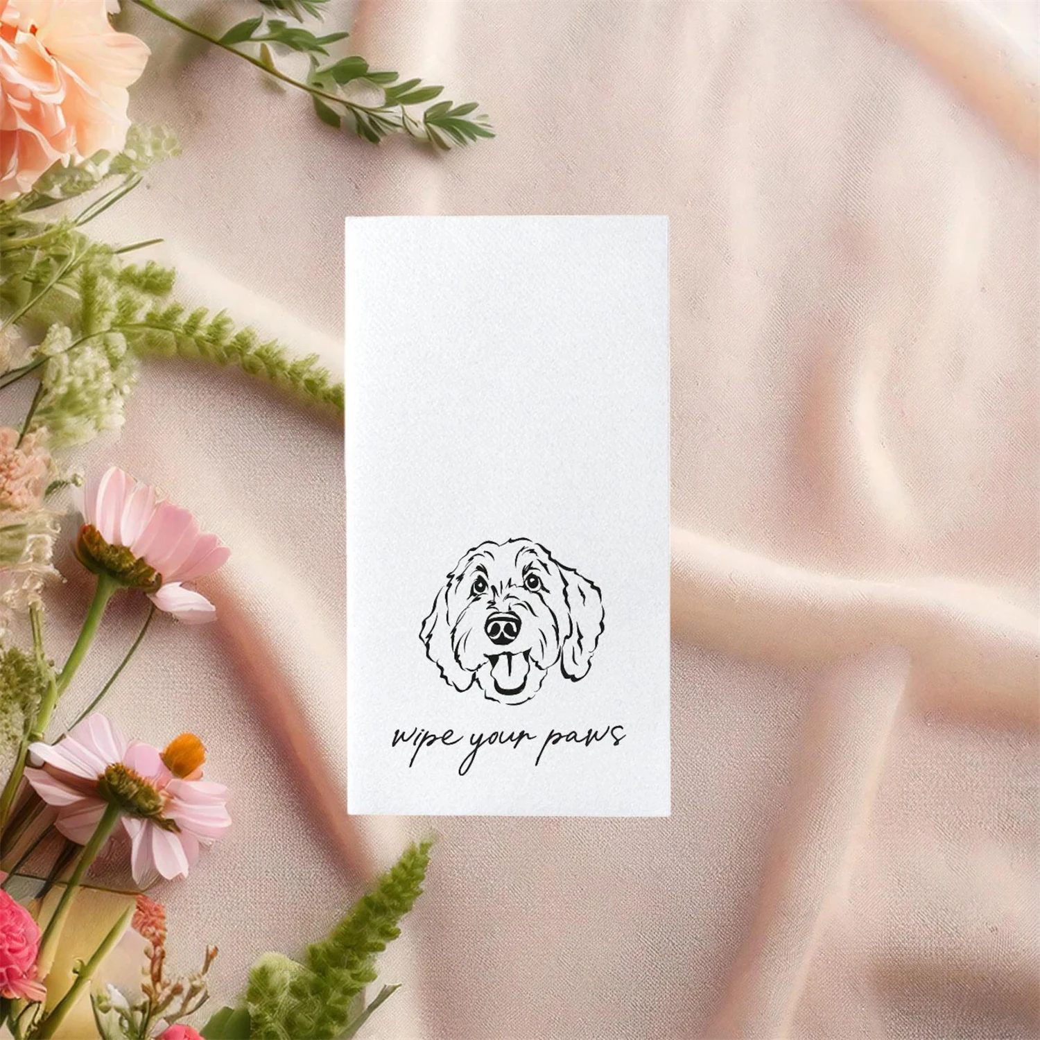 

Custom Pet Wipe Your Paws Guest Towel Napkin | Wedding | Personalized | Bathroom | Night Before Rehearsal | Custom Illustration