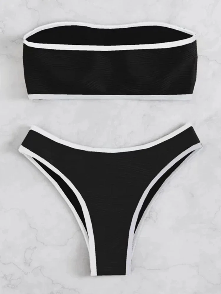 Maillot de bain deux pièces pour femmes, bikini sexy, couleur unie, string, ensemble deux pièces, pour la plage, nouvelle collection 2023