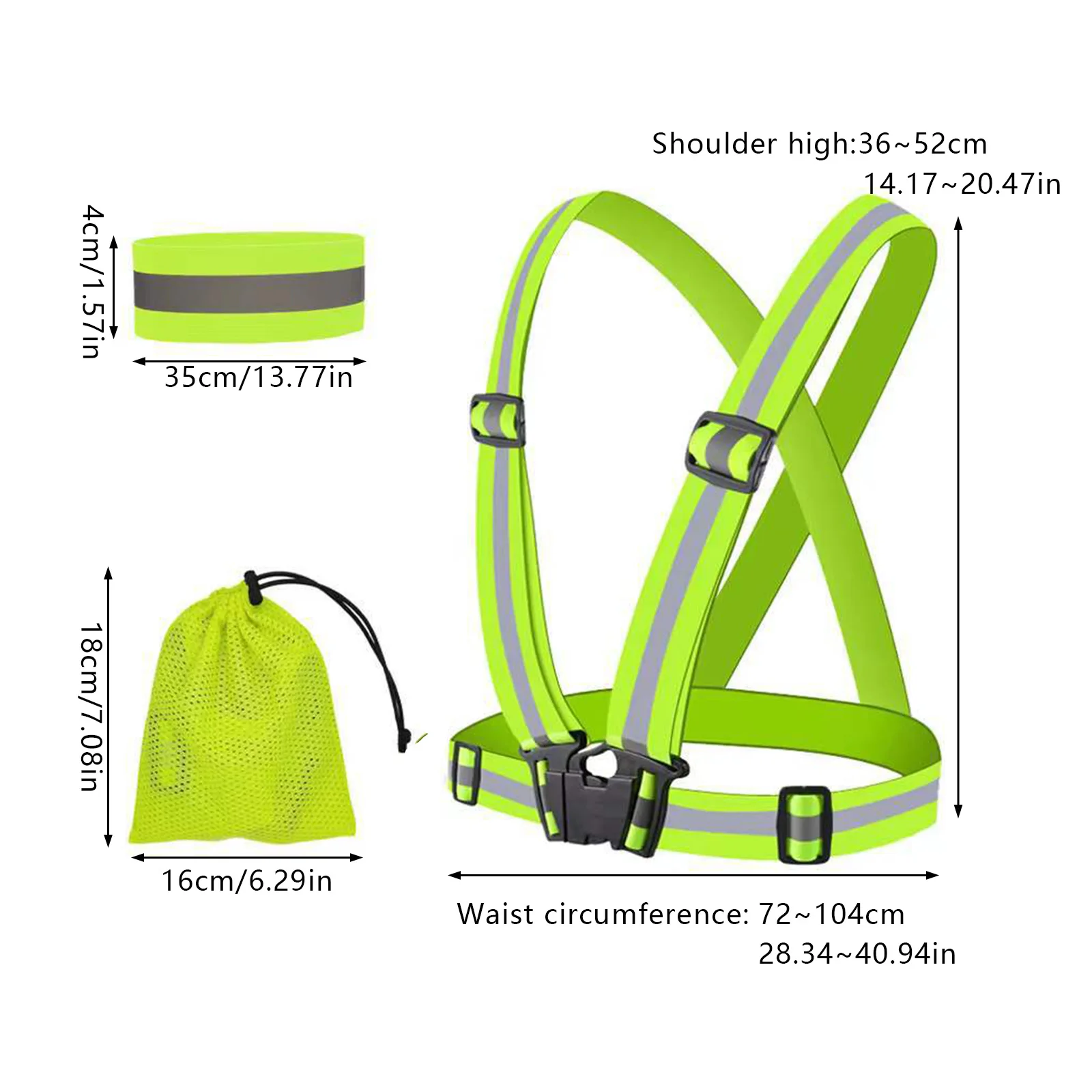 Reflective Vest Unisex High Visibility Adjustable Safety Vests Elastic Strip Security Traffic Night Working Running Cycling Vest