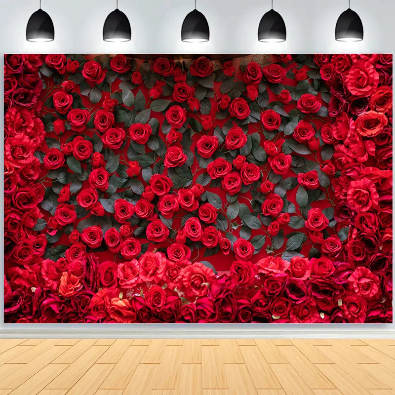 NITREE Romantic Valentine's Day Photography Backdrops Props Red Rose Sparkle Wedding Love Heart Studio Background VS-90