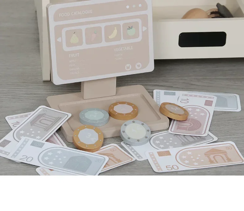 고품질 극장 장난감 시뮬레이션 과일 노점 시뮬레이션 바나나 사과 배 금전 등록기 어린이 아기 선물 43cm