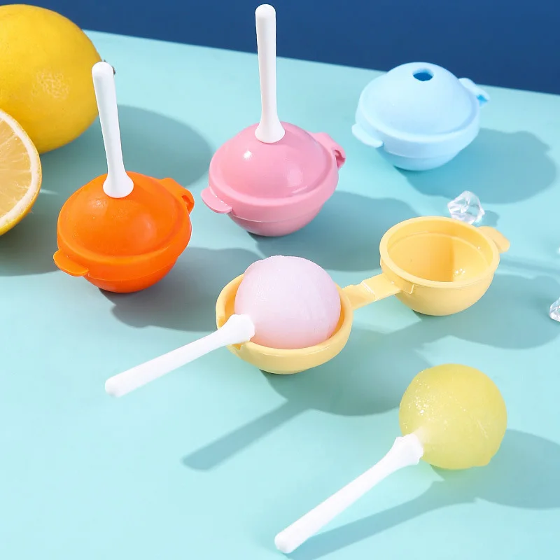 

Lollipop Shape Ice Cream Mold Silicone Ice Pops Mold with Stick Portable Cute Popsicle Mould Baby DIY Ice Ball Maker