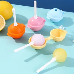 Lollipop Shape Ice Cream Mold Silicone Ice Pops Mold with Stick Portable Cute Popsicle Mould Baby DIY Ice Ball Maker