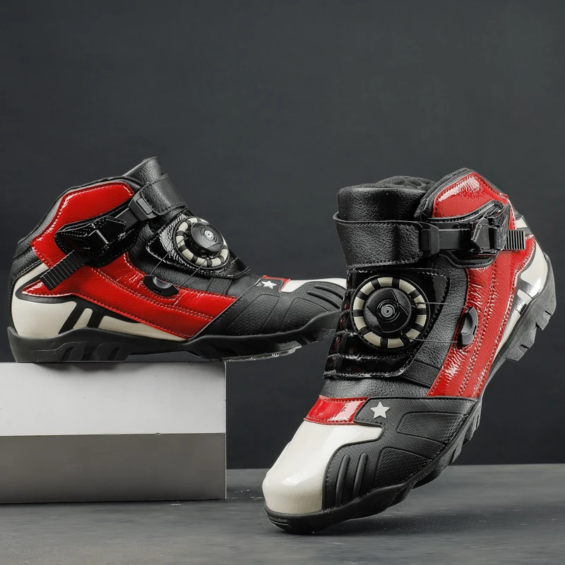 

New Knob Adjustment Design Motorcycle Anti-fall Boots Windproof Waterproof Anti-slip Wearproof Outdoor Riding Protective Shoes