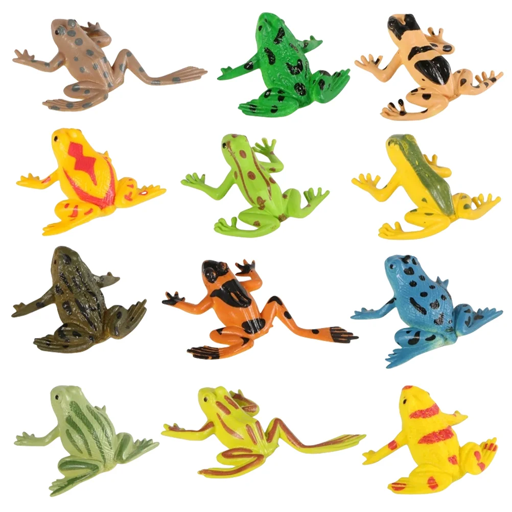 

12 Pcs Frog Model Toy Plastic Frogs Figurine Decor Miniature Birthday Decorations Pvc Small Child