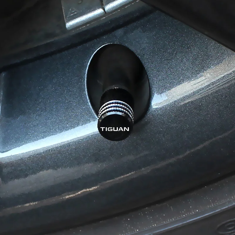 4Pcs Alloy Car Tire Rim Wheel Anti-dust Air Valve Caps for VW Volkswagen TIGUAN Logo - view 5