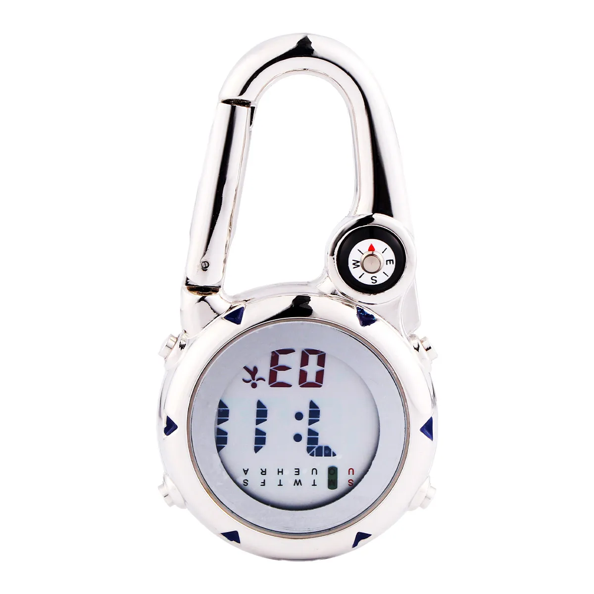 

Carabiner Watch Premium Stainless Steel Glass Dial Climbing Supply Backpack Watch with Compass Alarm Date Night Glow Outdoor