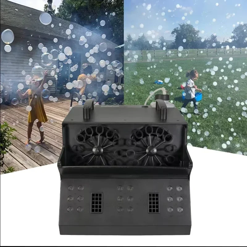 1200W Double Outlet DMX LED RGB Fog Smoke Bubble Machine for Indoor Outdoor Stage Party Kids