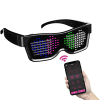 LED Glasses, Bluetooth App Connected Smart Luminous Glasses USB Rechargeable DIY Light up Glasses for Dj Festival Party