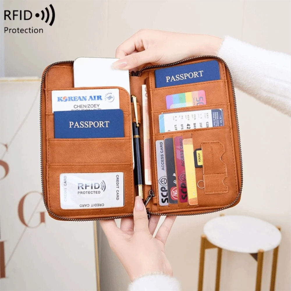 

Кошелек-клипса для паспорта из искусственной кожи с защитой от кражи и RFID-блокировкой, износостойкий, водонепроницаемый, для путешествий
