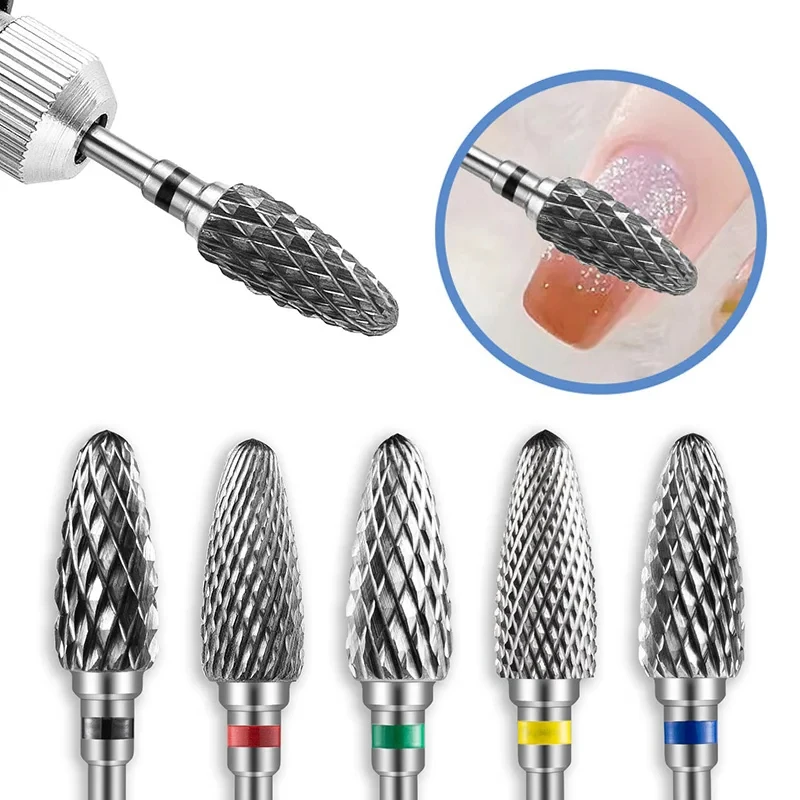 Ceramic Tungsten Carbide Nail Drill Bit Rotate Burr Milling Nail Cutter Bits Electric Drill Machine For Manicure Pedicure Tools