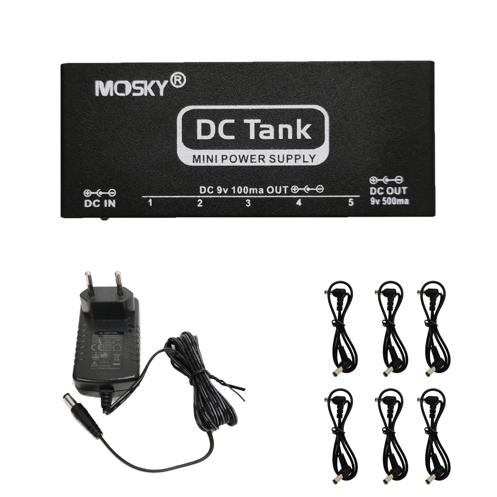 Mosky DC Tank Guitar Pedal Power Supply 6 Isolated Output for 9V Guitar Pedal Overcurrent Protected DC-TANK Power Supply