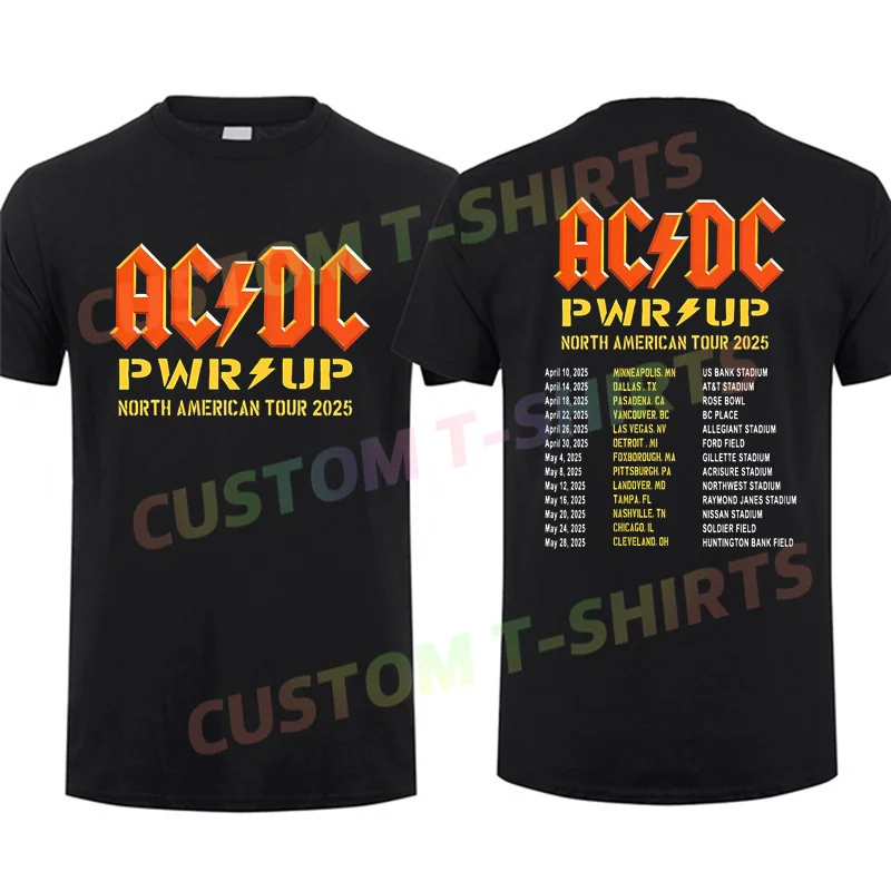 

2024 Men T Shirt Casual AC Pwr Up World Tour DC 2025 T-shirt Graphic Summer Short Sleeves 100% Cotton S-3XL