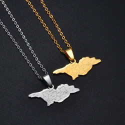 Anniyo Georgia Map With Cities Pendant Necklaces Silver Color/Gold Color Stainless Steel  Jewelry #316521