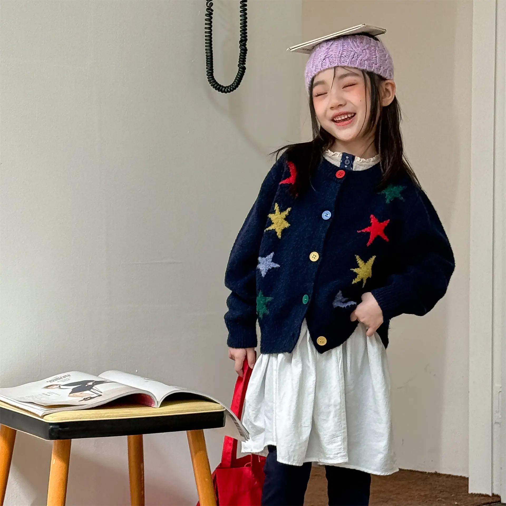 

2025 Winter New Children Long Sleeve Knitted Coat Cotton Baby Girls Thick Sweater Cardigan Boys Casual Knitwear Kids Clothes