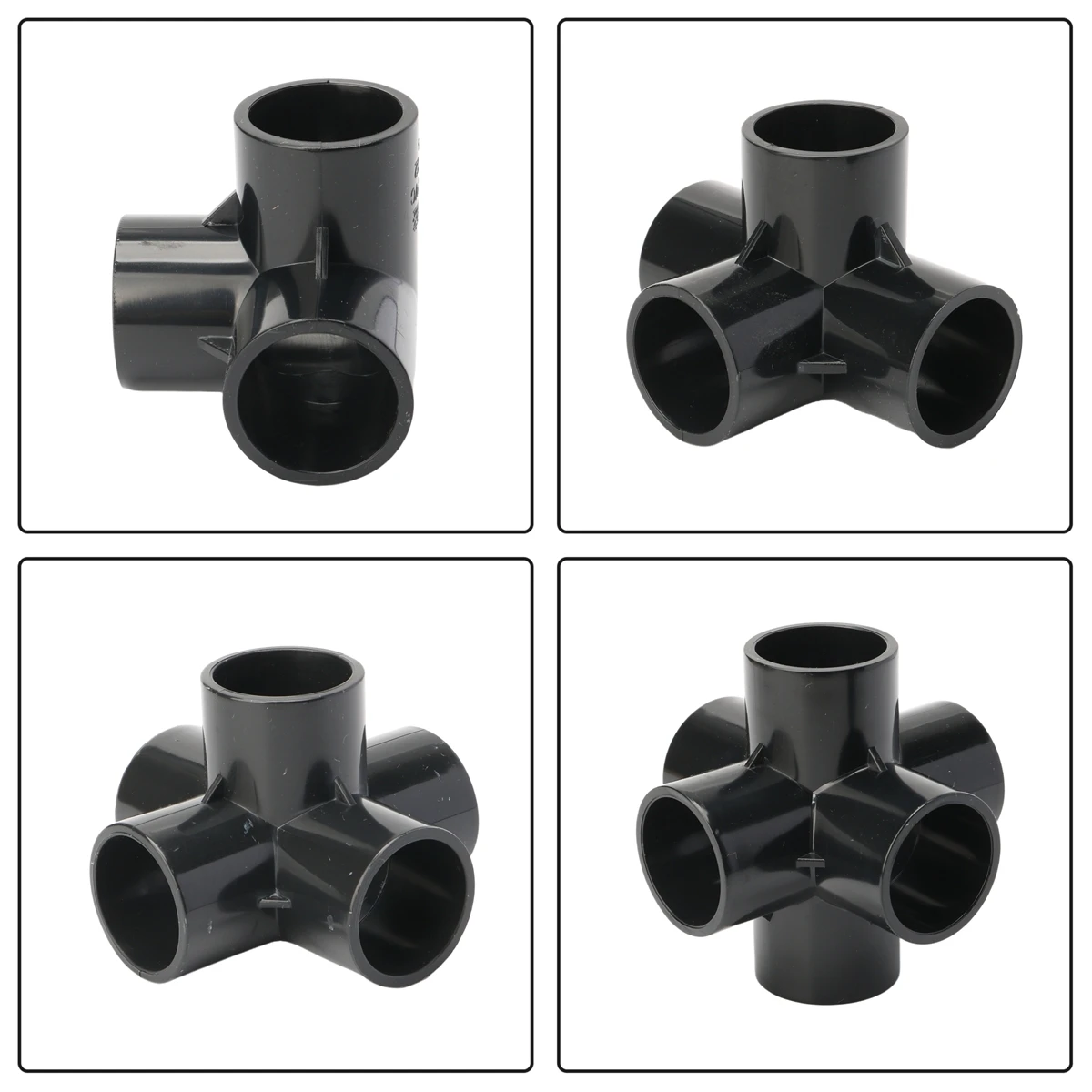 20/25/32/40/50mm Black PVC Pipe Connector 3/4/5/6 Way Three-Dimensional 3D Joints Garden Irrigation Aquarium DIY Fittings