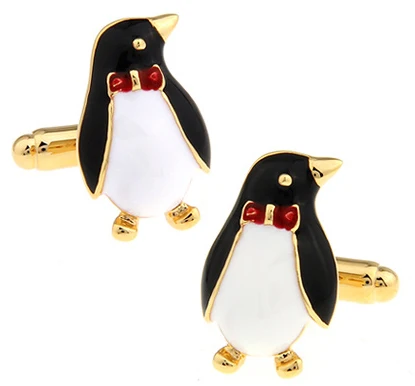 

Factory Price Retail Novelyu Animal Cufflinks For Men Fashion Copper Material Golden Penguin Design Cuff Links