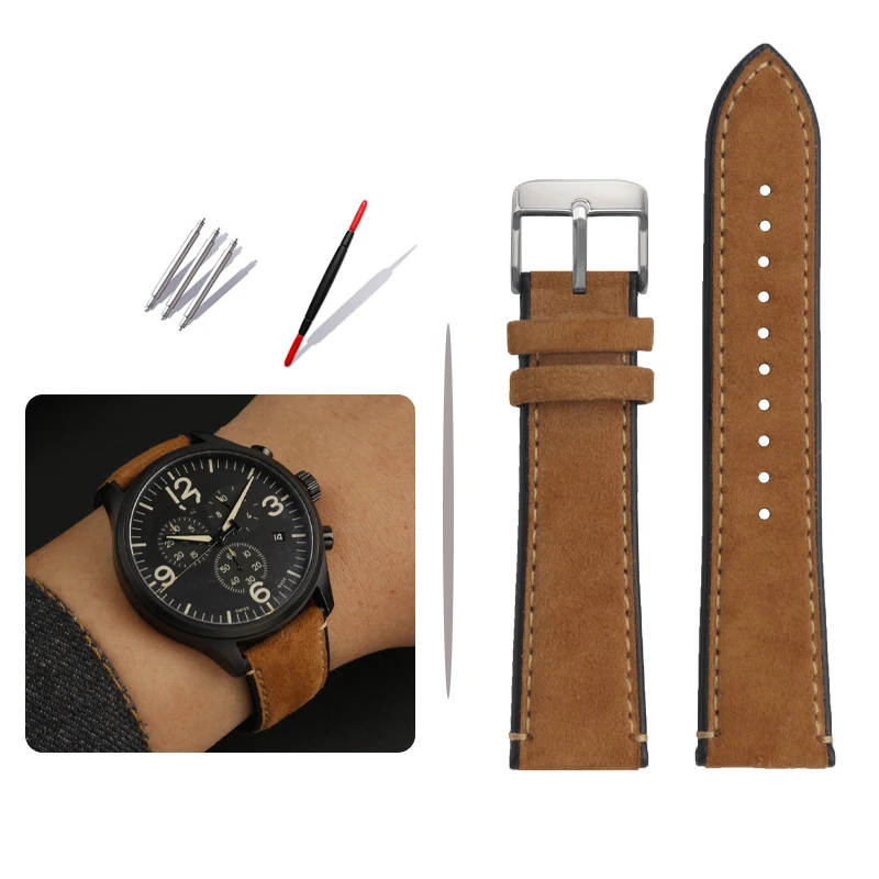 Suede Genuine Leather Bracelet for Tissot Quartz Watch T116 Series Watchband T116.617 Speed Cruiser Frosted Watch Chain 22mm