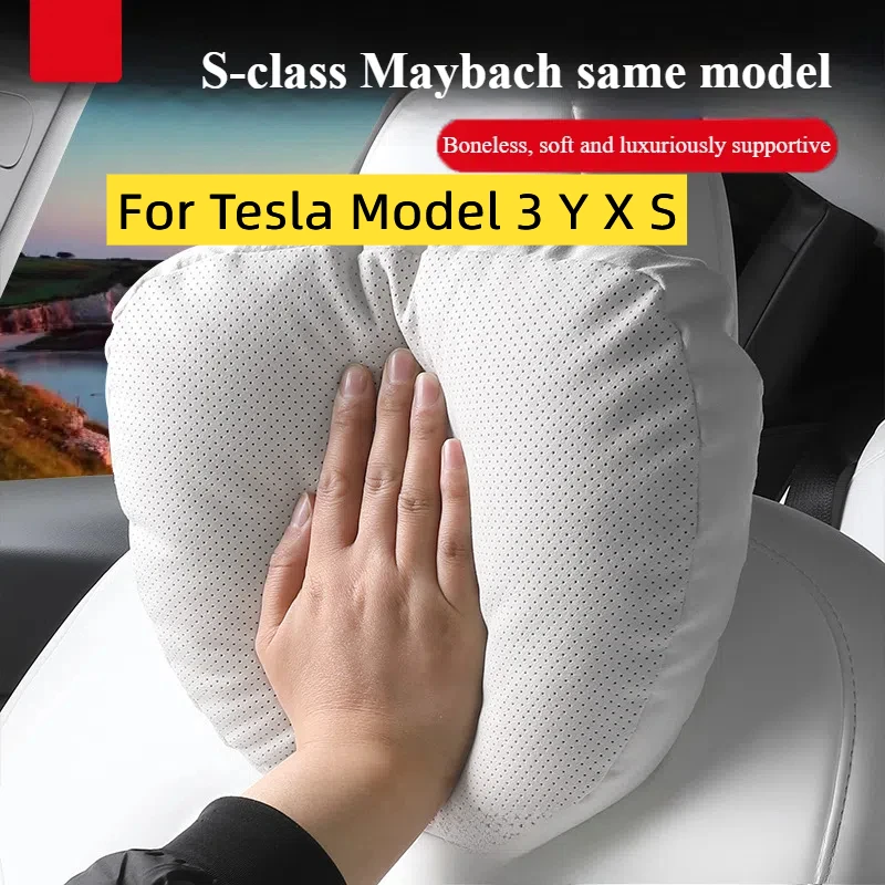 

1Pcs Car Seat Headrest Neck Pillow for Tesla Model Y/X/3/S Head Lumbar Relief Support Soft Comfort Memory Cushion Protect Cover