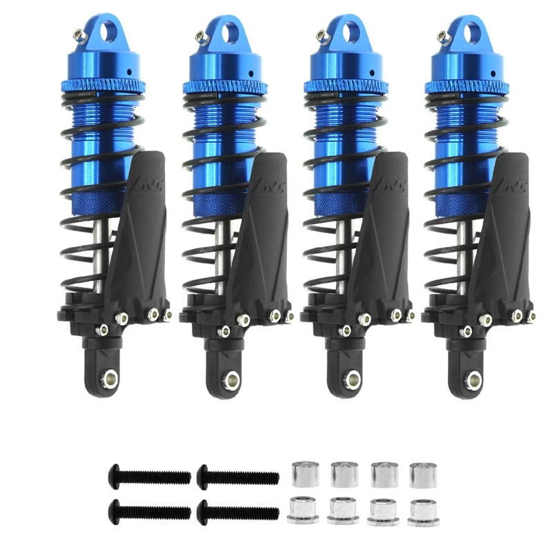 4PC Metal RC Piggyback Shock Absorber Hole to Hole 90mm for 1/10 RC Crawler Car Trx-4 TRX4 Axial SCX10II D90 CC01,Blue