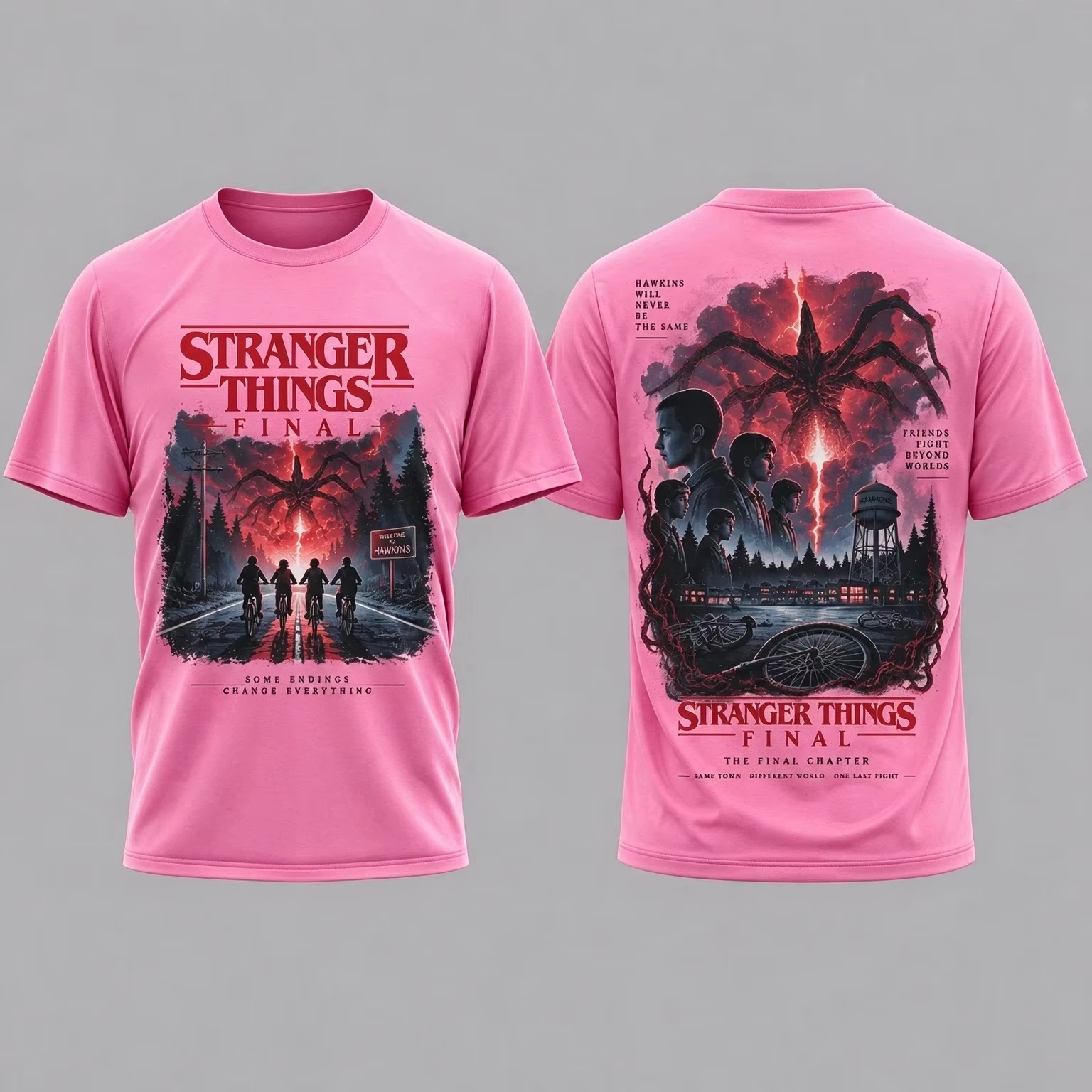 Stranger Things Final Season Hawkins Graphic Tee T Shirt Men's Women's Unisex Cotton Retro Edgy Cool Oversized Short Sleeve Top